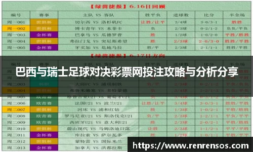 巴西与瑞士足球对决彩票网投注攻略与分析分享